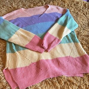 Pastel rainbow stripe sweater